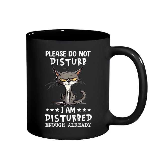 Taza de café con divertido diseño de gato, 350 ml, cerámica, Please Not Disturb
