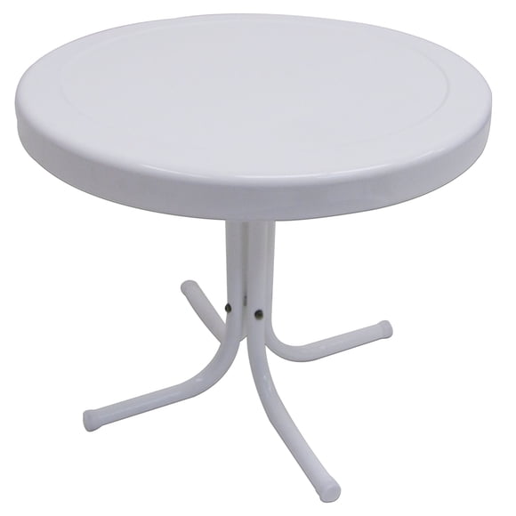 Mesa Auxiliar Leigh Country 56 cm Metal Blanco con Tapa Redonda