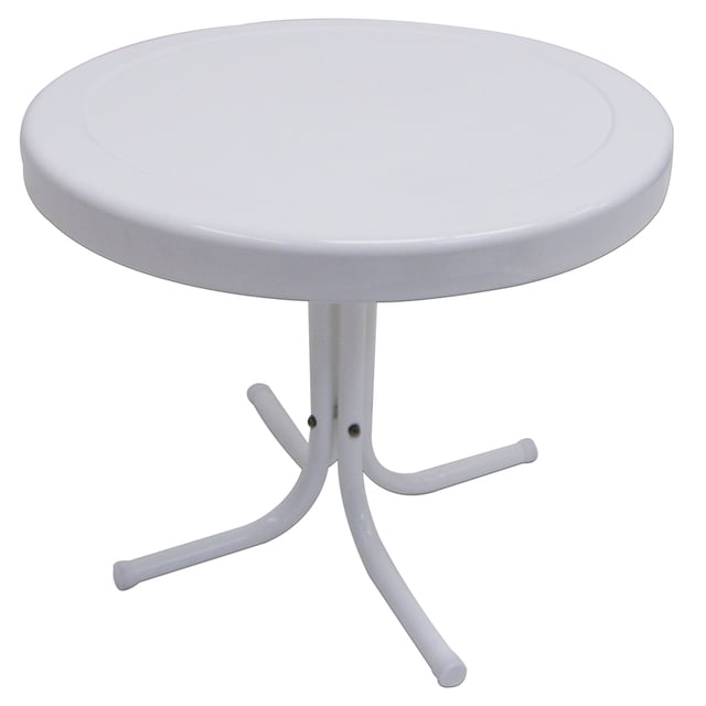 Mesa Auxiliar Leigh Country 56 cm Metal Blanco con Tapa Redonda