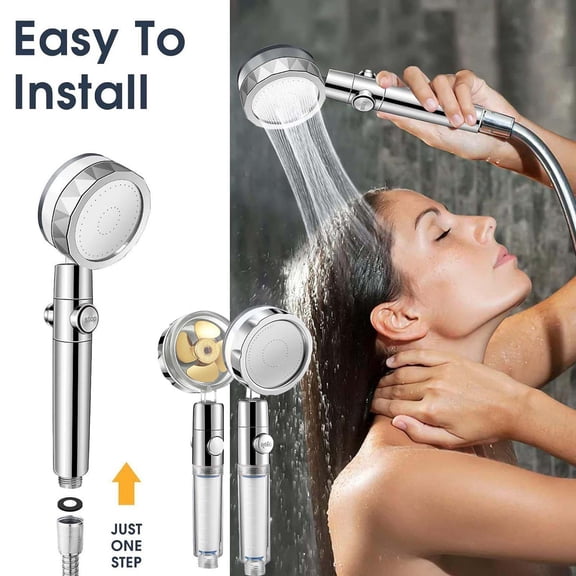 Small Waist Turbocharged Transparent Handle Shower Head with One Click Water Stop and Integrated Filter for Household Bathing