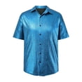 thumbnail image 5 of XIAONU Mens Metallic Shiny Button Up Shirt Short Sleeve Collared Pullover Blouse Lightweight Disco Party Night Out Tops, 5 of 6