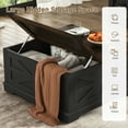 thumbnail image 6 of ANPOO 36" Movable Lift Top Coffee Table with Storage & Power Outlets, Farmhouse Square Coffee Table w/Wheels & Large Hidden Space, Wooden Center Table for Living Room(Black/36"), 6 of 9
