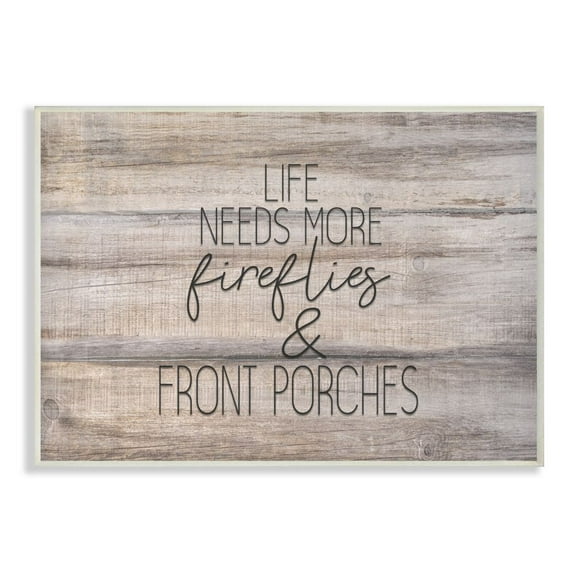 Stupell Industries More Fireflies Country Life Home Wood Textured Word Design Wall Plaque Art by Kimberly Allen