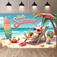 thumbnail image 6 of Decorative Banner Hello Summer Beach Style Vacation Vibe Cat Design for Summer Party Beach Event Outdoor Decoration, 6 of 7