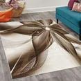 thumbnail image 2 of Abstract Decorative Rug, Geometrical Smoke Like Striped Huge Flower Floral Design Work of Art, Quality Carpet for Bedroom Dorm and Living Room, 6 Sizes, Umber Cocoa, by Ambesonne, 2 of 4