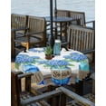 thumbnail image 2 of Hokiten Outdoor Tablecloths with Umbrella Hole & Zipper, Blue Flower Round Tablecloth 54 Inch, Summer Hydrangea Floral Leaf Butterfly Waterproof Table Cloth, Patio/Pool/Picnic Table Covers, 2 of 7