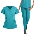 thumbnail image 4 of Resivox Turquoise Scrubs Sets for Women Plus Size Medical Scrub Sets Petite V Neck Scrub Tops and Pants Scrub Joggers Nursing Scrubs with Pockets Turquoise XL, 4 of 4