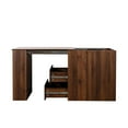 thumbnail image 2 of Resenkos Corner Desk with Storage, Home Office Workstation with Extendable Table Top, Brown, 2 of 14