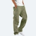 thumbnail image 4 of symoid Mens Cargo Pants- Solid Casual Multiple Pockets Outdoor Straight Type Fitness Pants Cargo Pants Trousers Army Green, 4 of 9