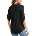 thumbnail image 4 of Traleubie Women's 3/4 Sleeve Collared Blouses Business Casual Zip Front V Neck Loose Fit Tunic Tops L-4XL, 4 of 4
