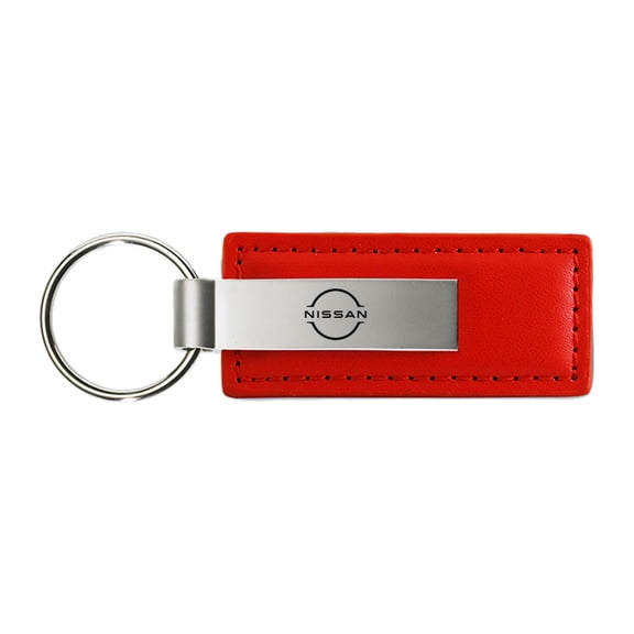 Nissan Logo Rectangular Leather Key chain (Red)
