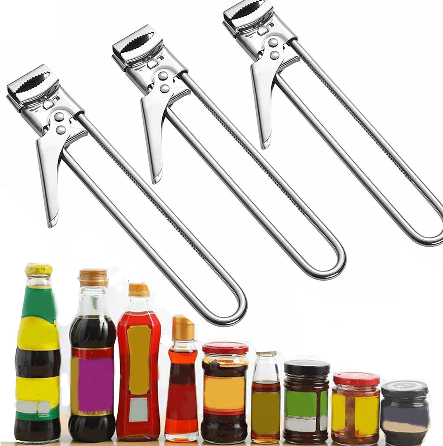 New Stainless Steel Portable Bottle Jar Opener Kitchen Gadget Portable Can  Opener For Emergency Bottle Opener Party