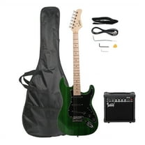 Glarry 40" Beginner 6 Stings Electric Guitar w/ 20W Amp and More,Green