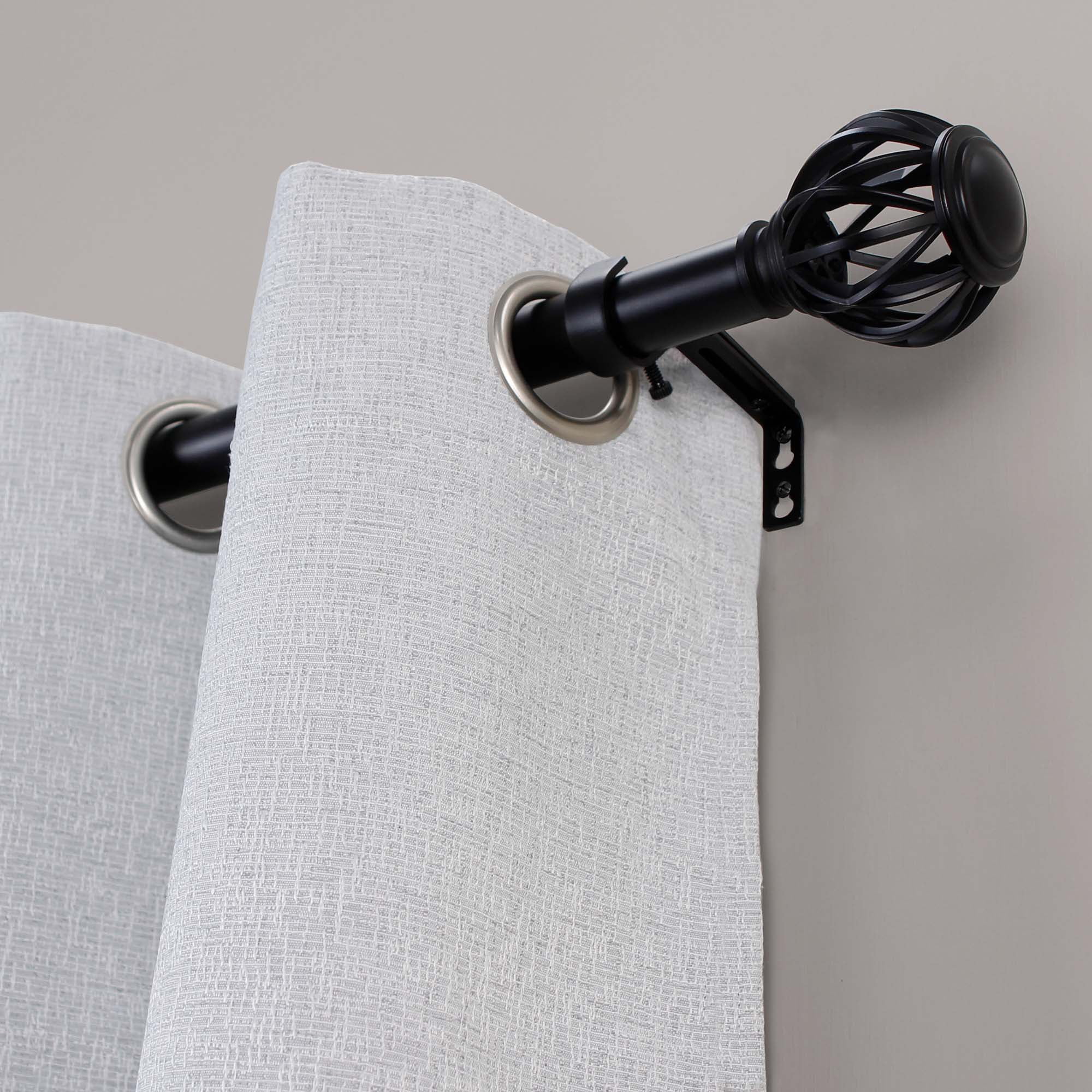 1" Single Curtain Rod Set with Decorative Cage finials