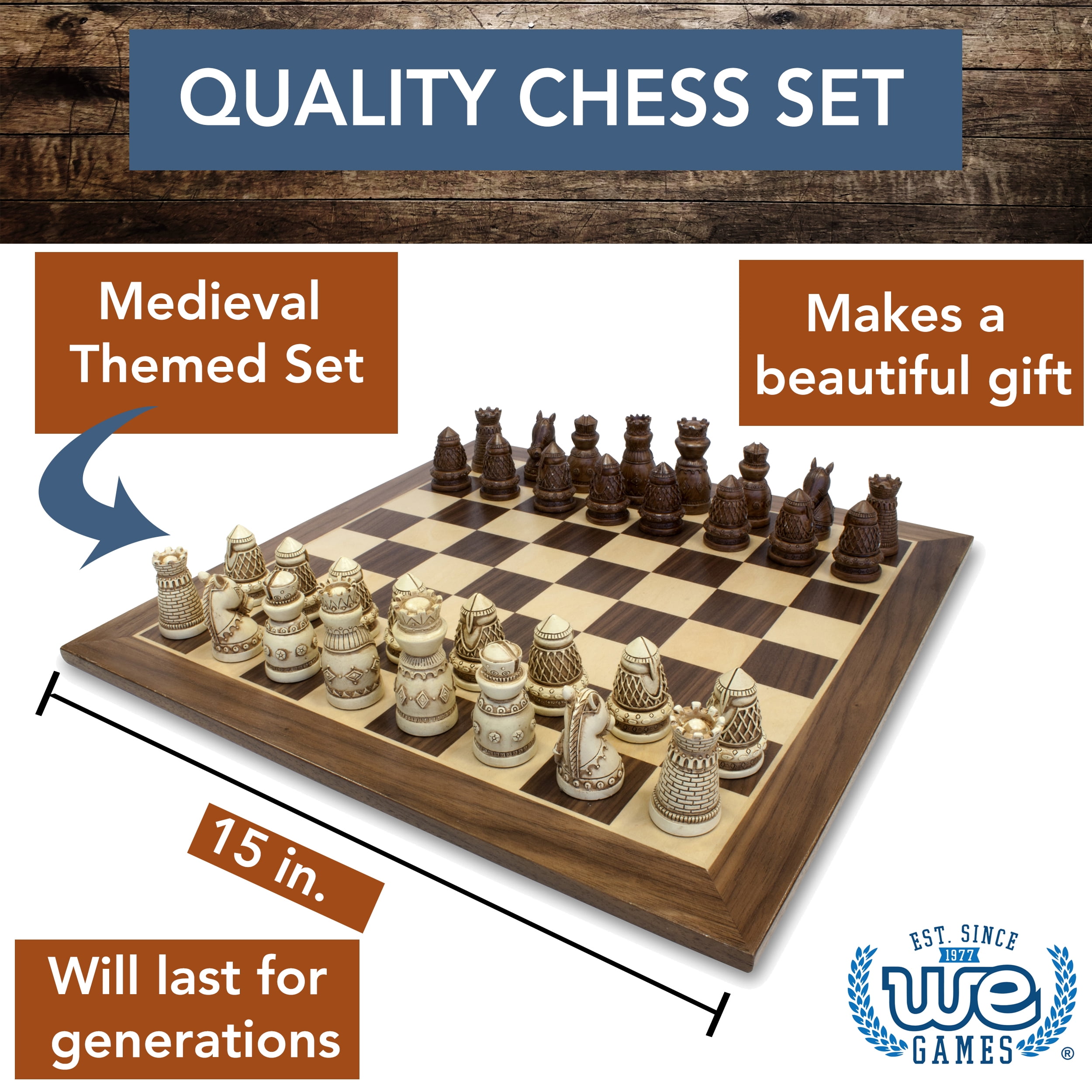 4-WAY Chess Set 4-player Chess Board Games Medieval Chess Set With