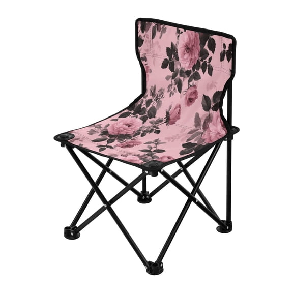 Outdoor Folding Chair 14.46x14.46x22.83 Inches, Camping Folding Chair Easy to Carry Ideal for Outdoor Picnics Camping Park Fishing Pink Rose Ink