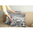 thumbnail image 2 of Ambesonne Landscape Throw Pillow Cover 2 Pack, New York Skyscraper, 18", Black White, 2 of 7