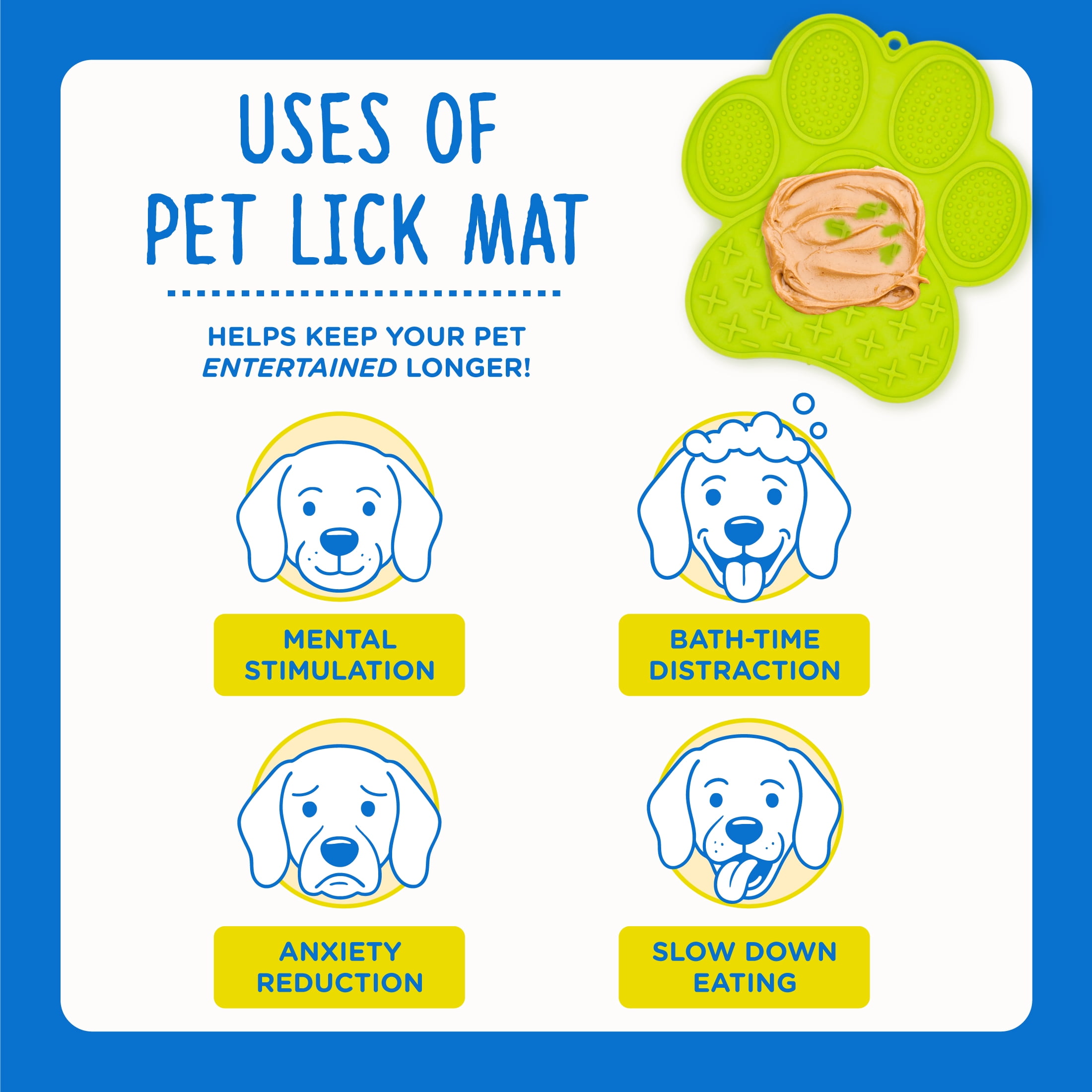 (3 pack) Bark Supply Co Silicone 7" x 7" Dog Pet Lick Mat with Suction Cups