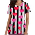 thumbnail image 2 of TIMIFIS Blouse Noire pour Femmes, Manches Courtes, Col en V, Imprimée, Décontractée, avec Poches-Noir, 2 of 5