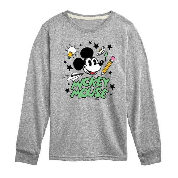 Disney - Mickey Mouse - School Icons - Youth Long Sleeve Graphic T-Shirt