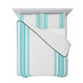 thumbnail image 7 of Quilts Queen Size Bedding Set, Teal Green Striped Lightweight Quilted Comforter, Farmhouse Simple Line Vertical Stripes Soft Reversible Bedspread Coverlet with Pillow Covers for All Season, 90" x 96", 7 of 7