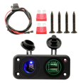 thumbnail image 1 of Almencla Car Motorcycle 12V-24V Socket Panel for Boat / Marine / Mobile Phones, Green LED, 1 of 8