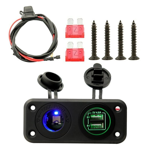 Dual USB Charger Socket Panel with Screw Waterproof Adapter Dual USB Ports for 12V-24V boat Marine RV, Lights shamjiam panel de enchufe usb del coche