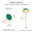 thumbnail image 5 of Rosec Jewels Lab Grown Emerald Oval Engagement Ring with Halo - 6X8 mm - Emerald Diamond Ring - AAAA Quality Certified, 18K Yellow Gold, US 10.00, 5 of 8