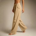 thumbnail image 6 of FEIIBMOYRIA Women's Dress Pants Smooth Drape Elegant High Waist Wrap Front Tie Wide Leg Pants Loose Elegant Daily Office Business Casual Culottes, 6 of 6