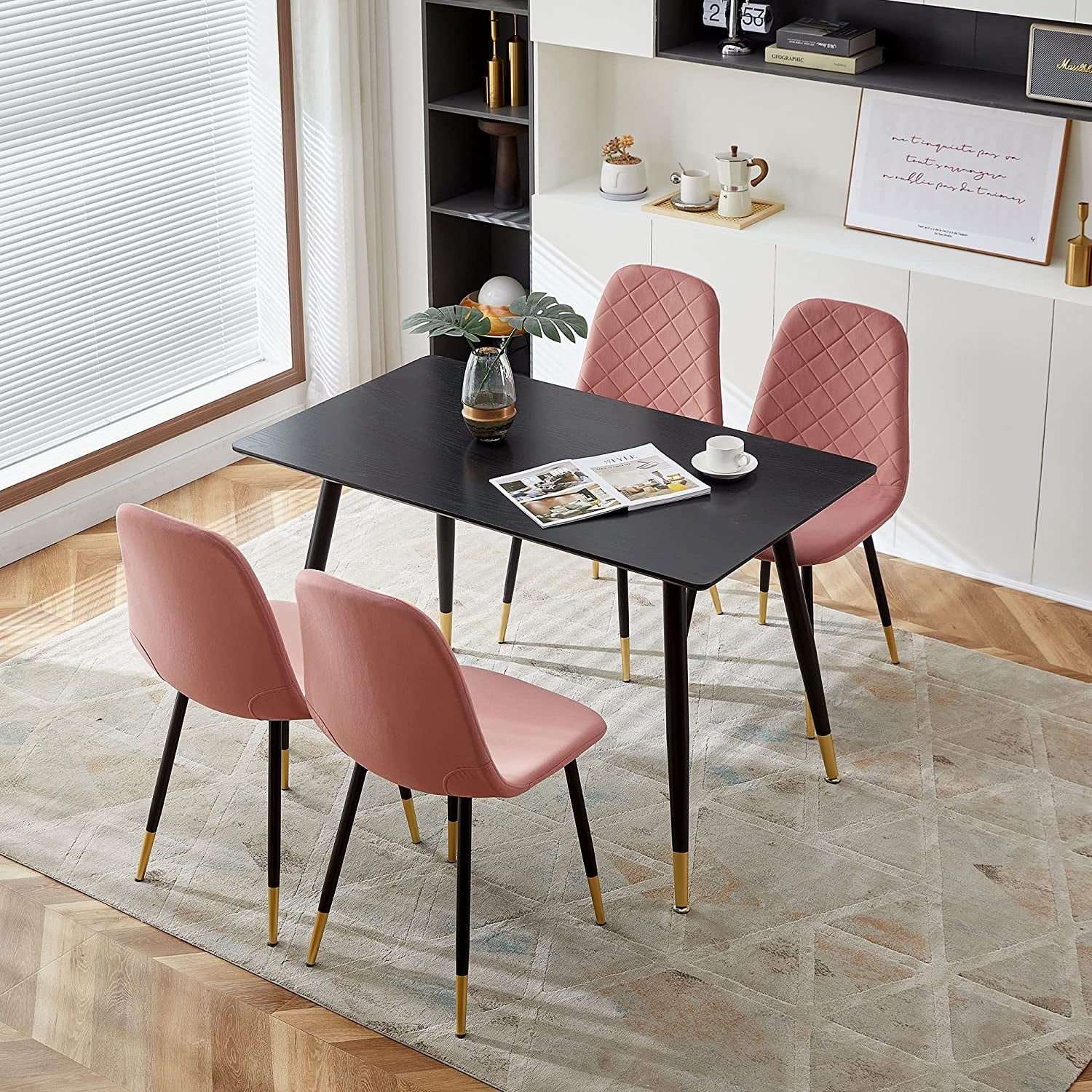 NORDICANA 5 Pieces Dining Room Set for 4, 47" Modern Rectangular Dining