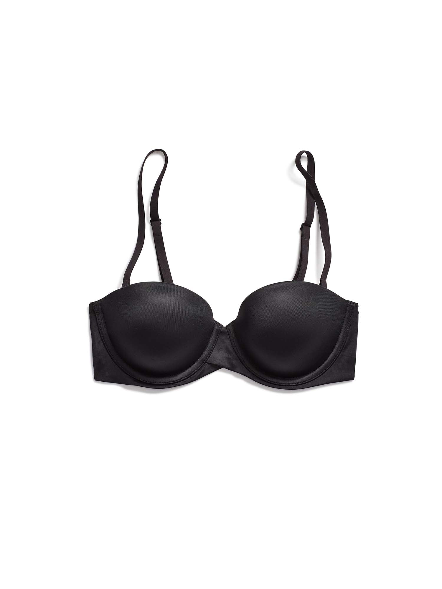 Amafuur Push Up Strapless Bra with Clear Straps Multiway Super Padded Add 2  Cup Support Underwire Lace Demi Bras Black 34C