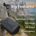 thumbnail image 2 of OontZ Solo Portable Bluetooth Speaker - Ultra Portable, 14 Hours of Playtime, 100ft Wireless Range, Waterproof, Budget-Friendly Speaker for Travel, Outdoor or Home, Great Gift (Black), 2 of 4