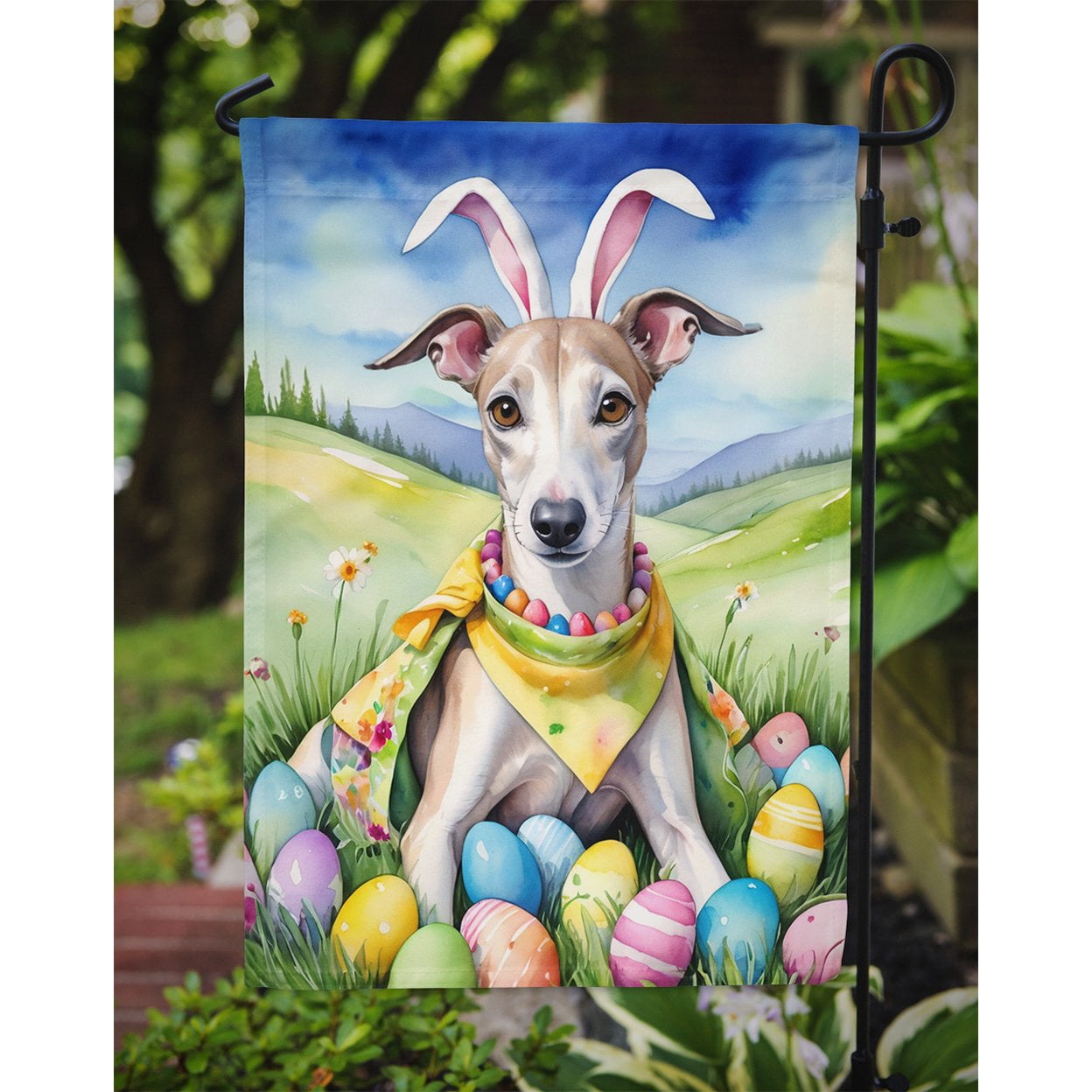 Whippet Easter Egg Hunt Garden Flag 11.25 in x 15.5 in