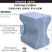 Angle View: Calming Comfort Cooling Knee Pillow, Charcoal Infused Memory Foam with Cooling Gel- Helps Side Sleepers Align Spine and reduce discomfort, The gel outer layers help you stay cool