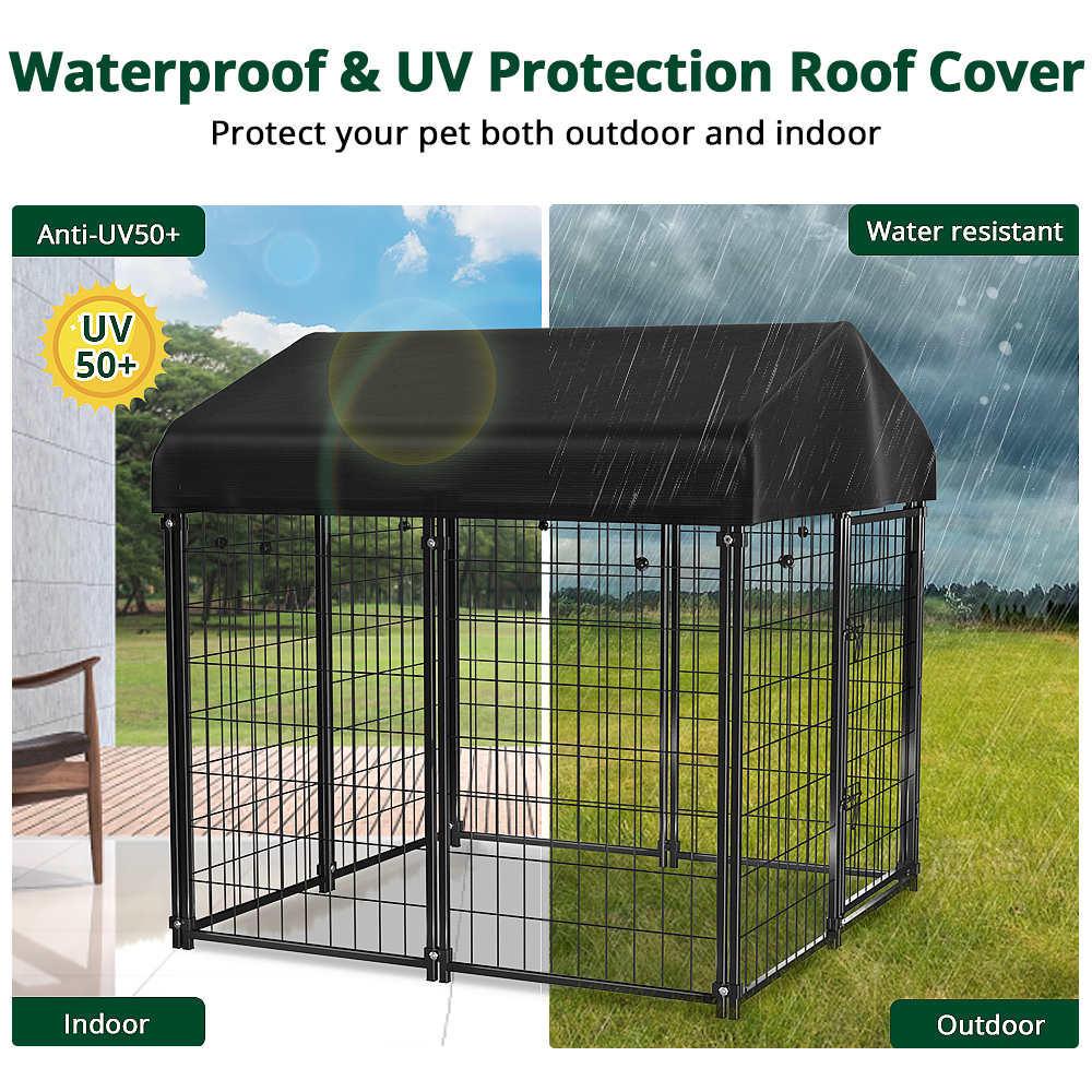 PawGiant Large Outdoor Dog Kennel, 4ft x 4.2ft x 4.5ft Fence with UV-Resistant Oxford Cloth Roof & Secure - image 2 of 10