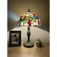 thumbnail image 4 of Tiffany Table Lamp Red blue Green Stained Glass Parrots Grapes For Living Room Bedroom Bedside Office Hotel 12"W*19"H, 4 of 5