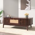 thumbnail image 4 of Noble House Wicker Coffee Table with Sliding Doors & Drawers, Solid Wood Legs, Natural Country Style, 4 of 9