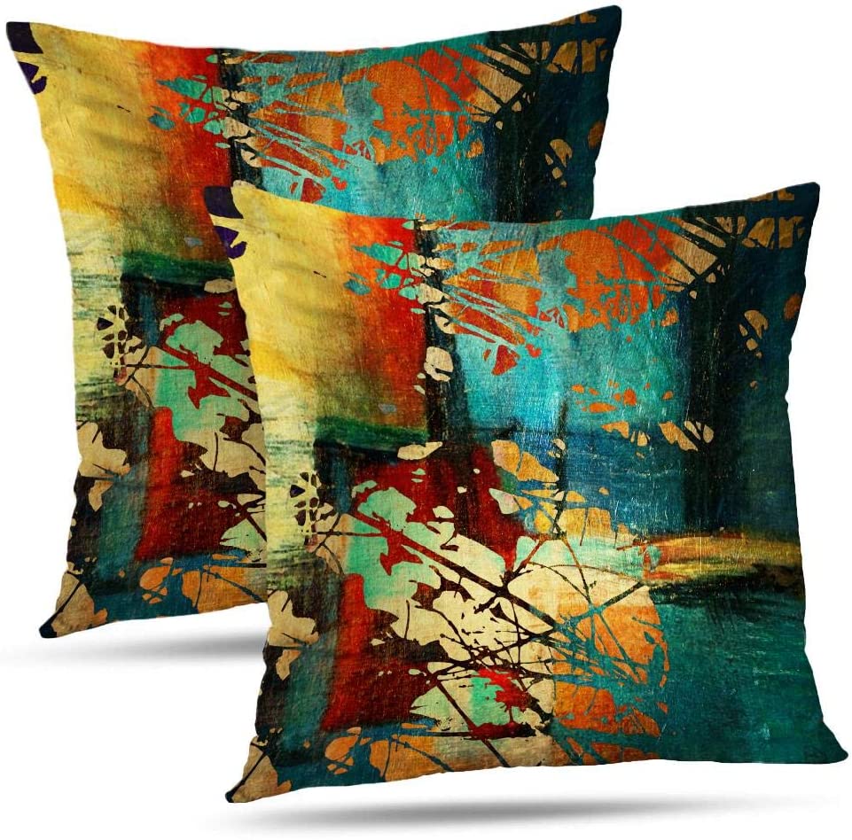 Queen's designer Grunge Art Pillowcases,18 x 18 Inch Set of 2 Decorative Pillows Case,2 Side
