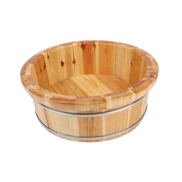 Lavapiés de madera, bañera de madera gruesa hecha a mano para pedicura con asa, portátil. 16x44cm B