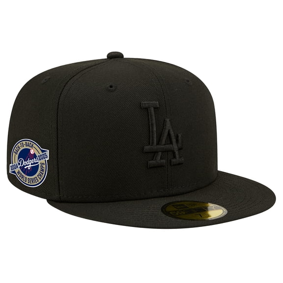 Men's New Era Black Los Angeles Dodgers 2024/25 Back to Back Champions Circle Side Patch Fitted 59FIFTY Hat