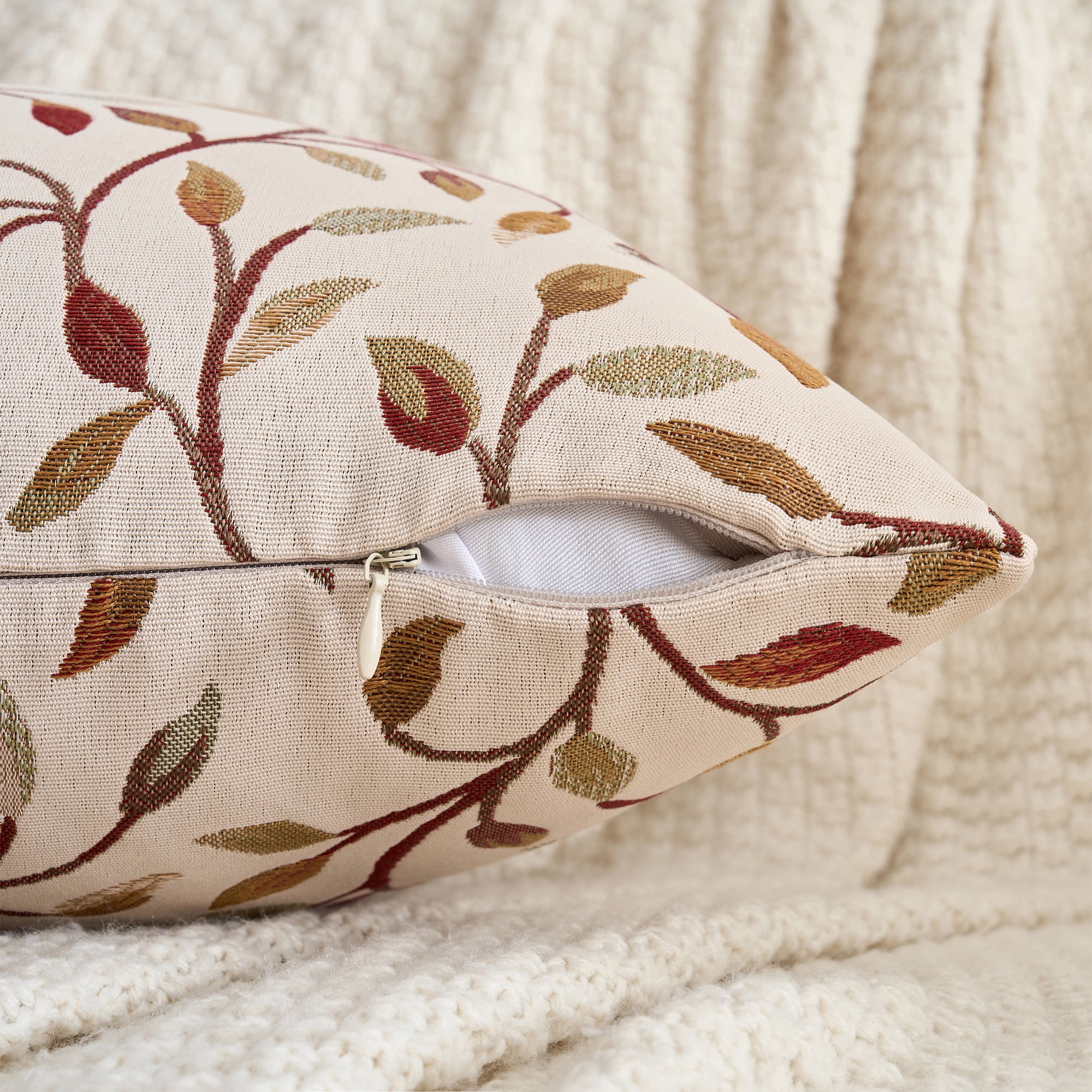 Unique Bargains Set of 2 Wild Flower Decorative Cushion Cover Red 12" x 20"