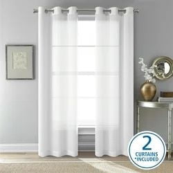 Ensemble de 2 panneaux de rideaux transparents Mainstays Windowpane, Blanc, 38" L x 84" H
