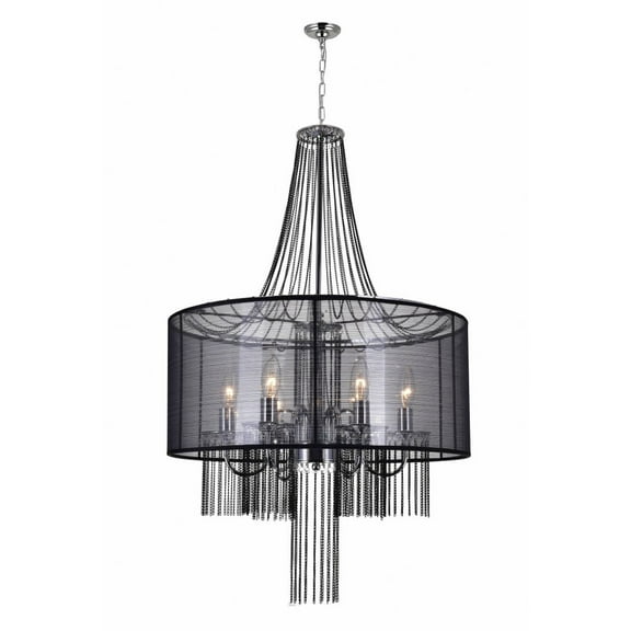 CWI Lighting Amelia 6 Light Drum Shade Metal Chandelier in Chrome