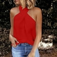 thumbnail image 2 of YUDTA Womens Criss Cross Halter Tops Summer Sleeveless Sexy V Neck Tee Casual Lightweight Tank Top Backless Trendy Slim Blouse, 2 of 7