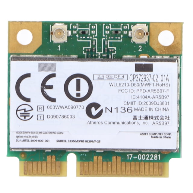 Herwey Card,802.11 B/G/N Card, Card 2.4GHz 300Mbps Mini PCI E Good Compatibility Wireless Adapter