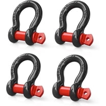 Nilight 4 Pack Small Shackles 5/8" D-Ring Shackle 3.25 Ton (7165 Lbs) Capacity Heavy Duty off Road Recovery Shackle Kit for Cars and Other Applications for Tie Downs, Black Red