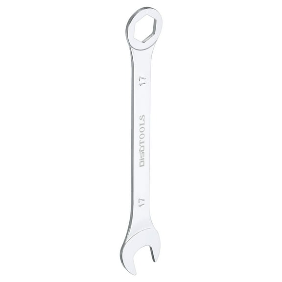 Uxcell 17mm 6-Point Thin Combination Wrench Double Ended Box and Open End Chrome Plated Steel, Silver