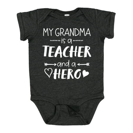 

Inktastic My Grandma is a Teacher and a Hero Gift Baby Boy or Baby Girl Bodysuit