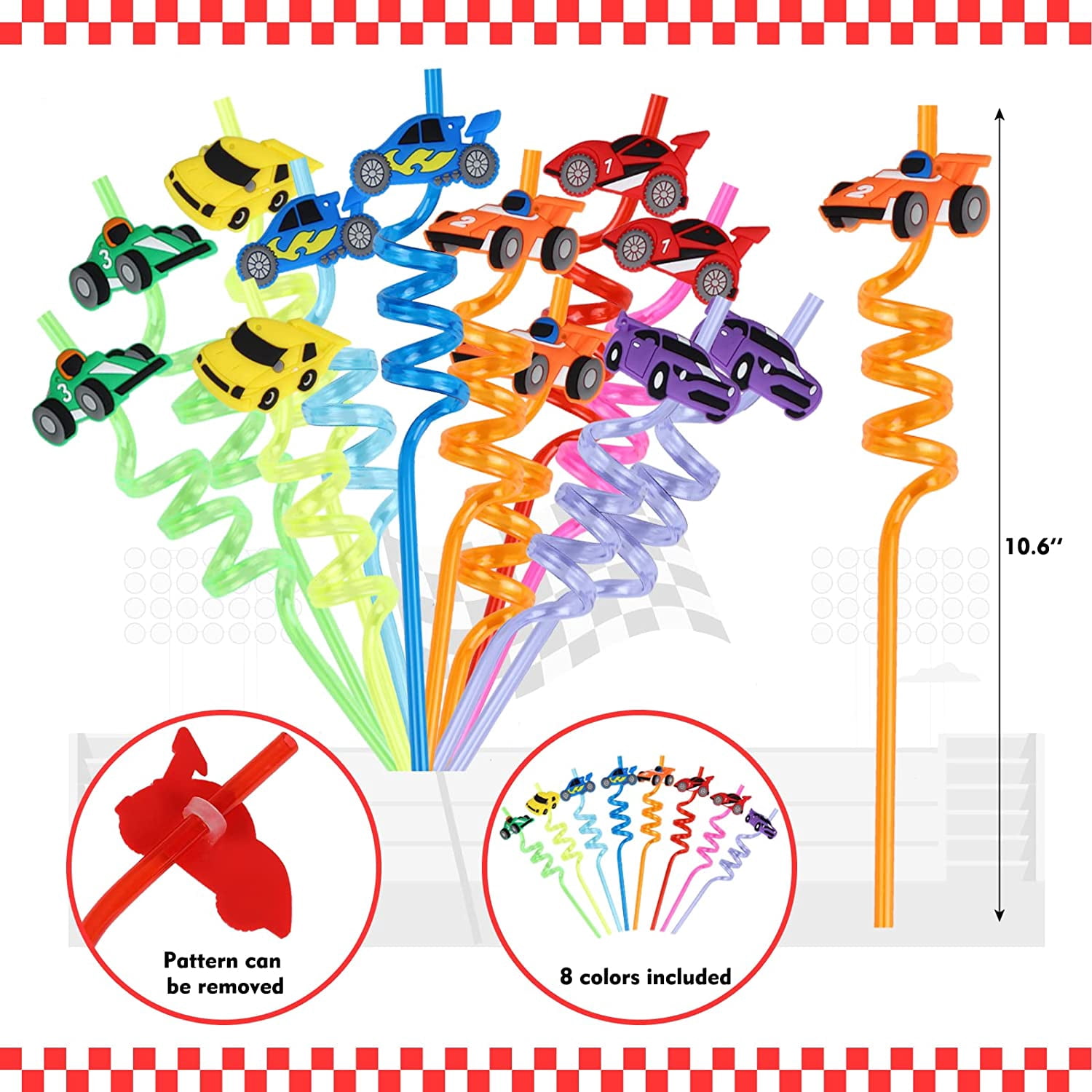 12 Pack Race Car Birthday Party Favors Set for Boys Kids Keychains Straws Slap Bracelets Mini Race Cars Sticker Racing Car Theme Birthday Party Supplies Baby Shower Treat Gift Goodie Bag Pinata Filler