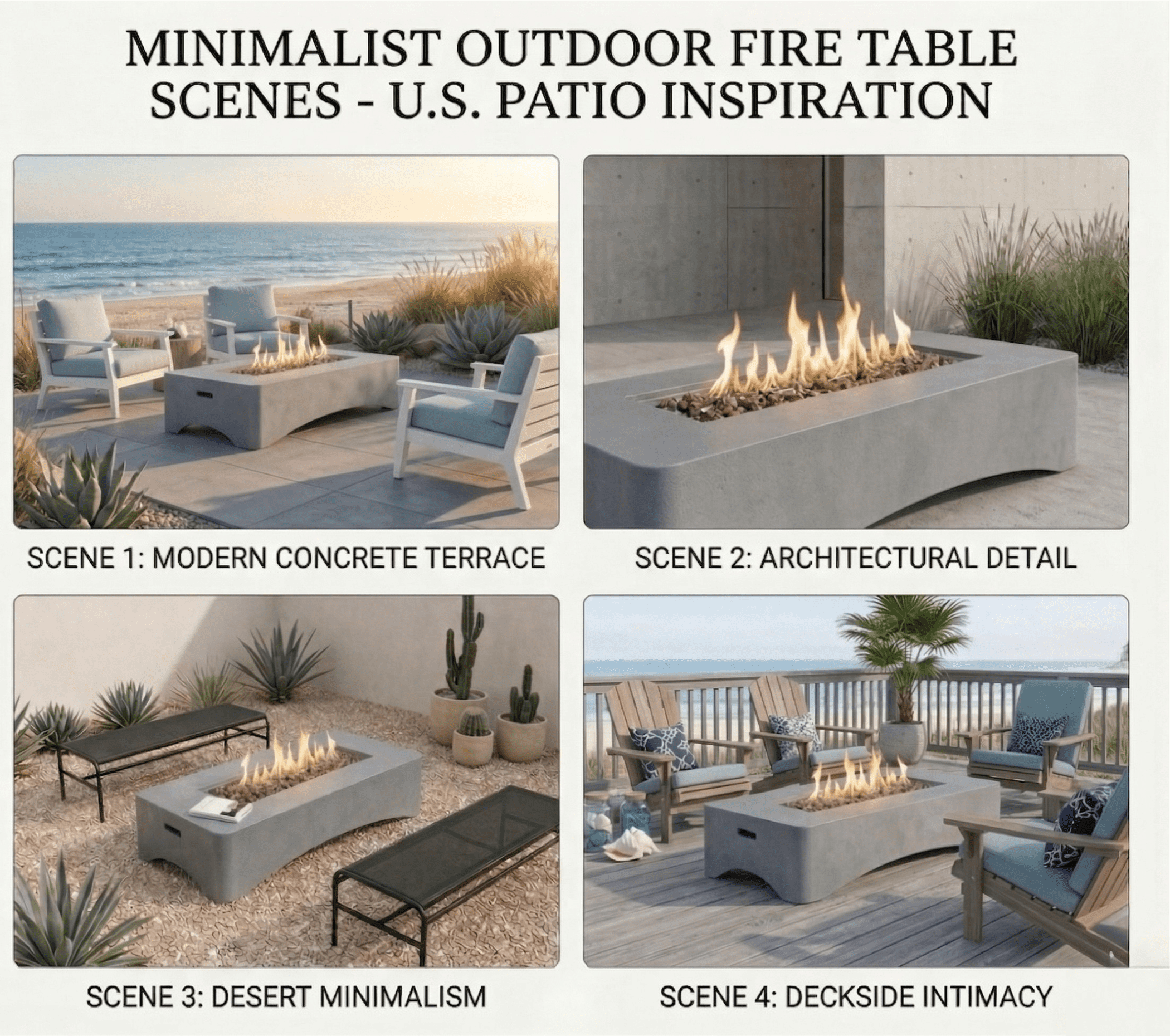 56" Propane Fire Pit Table, 50,000 BTU Outdoor Gas Fireplace, Rectangular Lightweight Concrete Fire Table with Waterproof Cover, Tank Seat & Lava Rocks, Modern Gray Patio Heater for Backyard & Deck